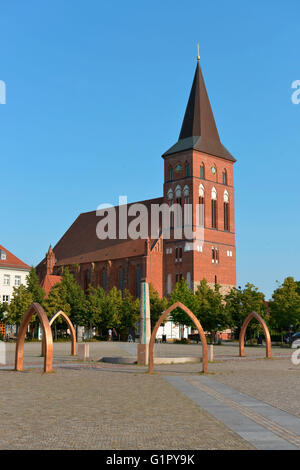 Market square, Mary's church, Pasewalk, Mecklenburg-Western Pommerania, Germany / Marktplatz, Marienkirche Stock Photo