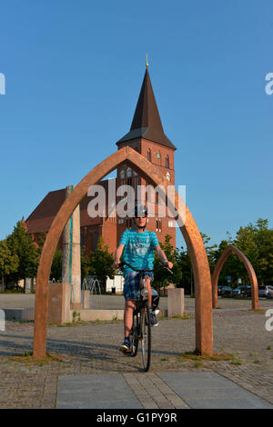 Market square, Mary's church, Pasewalk, Mecklenburg-Western Pommerania, Germany / Marktplatz, Marienkirche Stock Photo