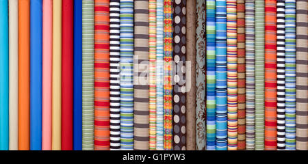 Colour spools in many rainbow fashion colours Stock Photo