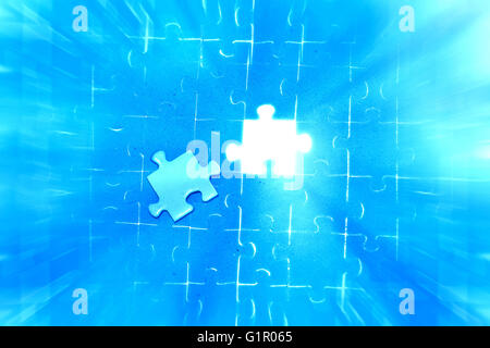 Final jigsaw puzzle piece. Success in business concept. Stock Photo