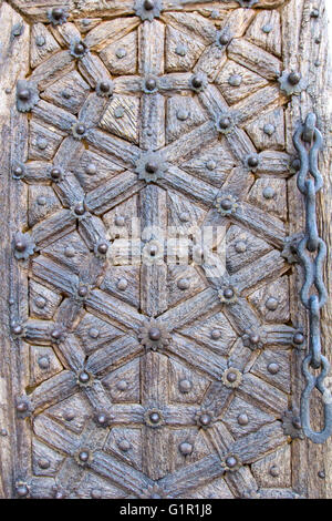 View on traditional wooden door with ornaments in Stone Town of Zanzibar, Tanzania Stock Photo