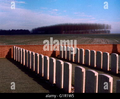 AJAXNETPHOTO. THE SOMME, FRANCE. - WAR GRAVES - IN A CORNER OF A FOREIGN FIELD - COMMONWEALTH WAR GRAVES COMMISSION BRITISH MILITARY CEMETERY ON THE SOMME, PICARDY.    PHOTO:JONATHAN EASTLAND/AJAX  REF:402579 32001 Stock Photo