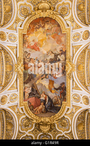 ROME, ITALY - MARCH 9, 2016: The Apotheosis of St Louis vault fresco (1756) by Charles Joseph Natoire Stock Photo