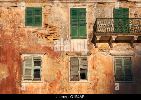 The decaying but still imposing remains of the Britsh Governor's Residence, Gaios, Paxos, Ionian Islands, Greece Stock Photo