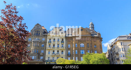 The facades of old buildings in Budapest Stock Photo