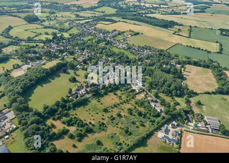 An aerial view of the village of Steeple Aston and surrounding Oxfordshire countryside Stock Photo