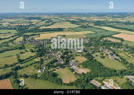 An aerial view of the village of Steeple Aston and surrounding Oxfordshire countryside Stock Photo