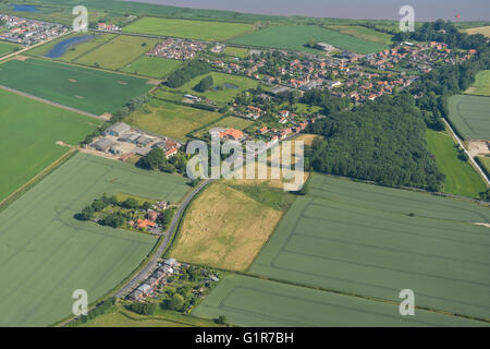 An aerial view of the Lincolnshire village of South Ferriby and the River Humber Stock Photo