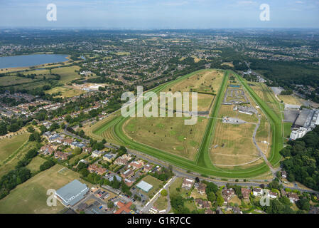 An aerial view of Sandown Park Racecourse, near Esher, Surrey Stock Photo