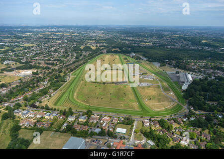 An aerial view of Sandown Park Racecourse, near Esher, Surrey Stock Photo