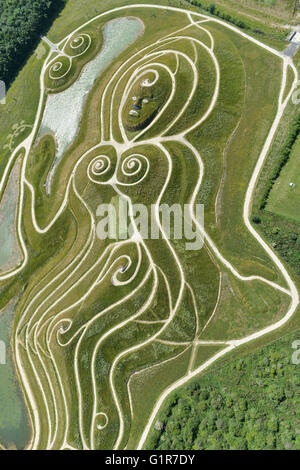 An aerial view of 'Northumberlandia', a tourist attraction near Cramlington, Northumberland Stock Photo