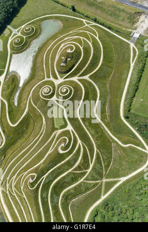 An aerial view of 'Northumberlandia', a tourist attraction near Cramlington, Northumberland Stock Photo