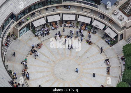 A close up aerial view of Broadgate Circle in the City of London Stock Photo