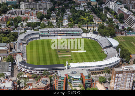 An aerial view of Lord's Cricket Ground, St Johns Wood, London. Home of the MCC