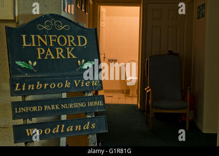The original sign which was on the news in 2010 inside Linford Park Nursing Home, Hampshire, UK