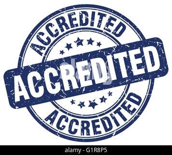 accredited blue grunge round vintage rubber stamp Stock Vector