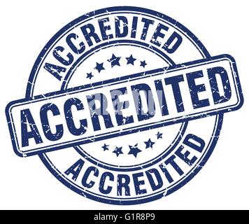 accredited blue grunge round vintage rubber stamp Stock Vector