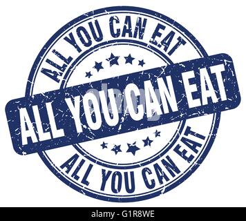 all you can eat blue grunge round vintage rubber stamp Stock Vector