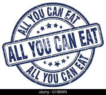 all you can eat blue grunge round vintage rubber stamp Stock Vector