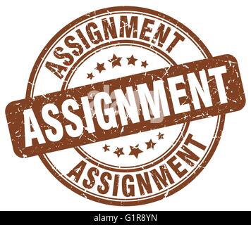 assignment brown grunge round vintage rubber stamp Stock Vector