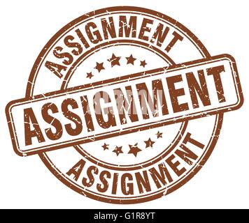 assignment brown grunge round vintage rubber stamp Stock Vector
