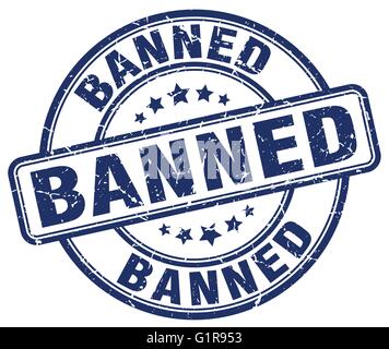 banned blue grunge round vintage rubber stamp Stock Vector