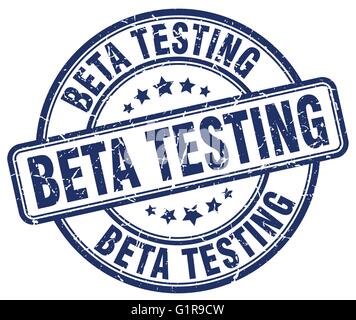 beta testing blue grunge round vintage rubber stamp Stock Vector