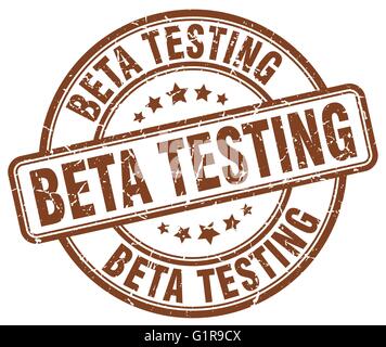 beta testing brown grunge round vintage rubber stamp Stock Vector