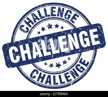 challenge blue grunge round vintage rubber stamp Stock Vector