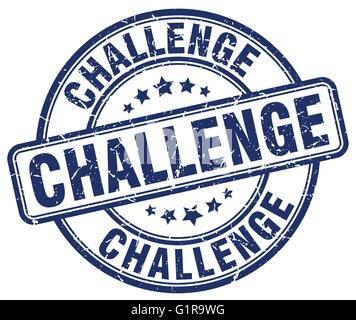 challenge blue grunge round vintage rubber stamp Stock Vector