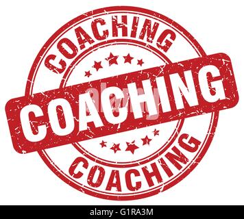 coaching red grunge round vintage rubber stamp Stock Vector