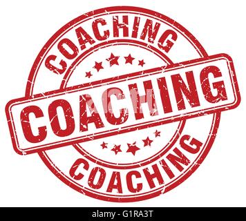 coaching red grunge round vintage rubber stamp Stock Vector