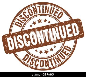 discontinued brown grunge round vintage rubber stamp Stock Vector