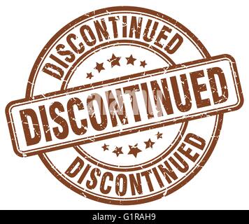 discontinued brown grunge round vintage rubber stamp Stock Vector