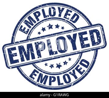 employed blue grunge round vintage rubber stamp Stock Vector
