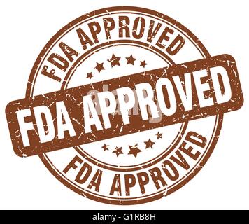 fda approved brown grunge round vintage rubber stamp Stock Vector