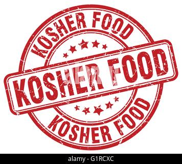kosher food red grunge vintage stamp isolated on white background Stock ...