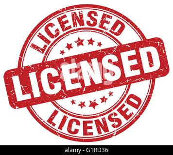 licensed red grunge round vintage rubber stamp Stock Vector