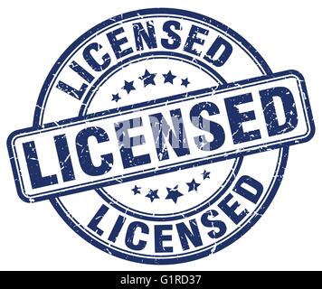 licensed blue grunge round vintage rubber stamp Stock Vector