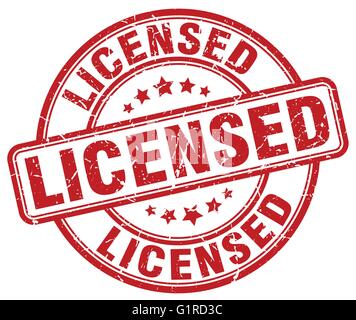 licensed red grunge round vintage rubber stamp Stock Vector