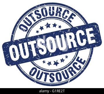 outsource blue grunge round vintage rubber stamp Stock Vector
