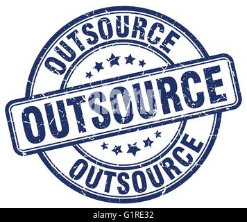 outsource blue grunge round vintage rubber stamp Stock Vector