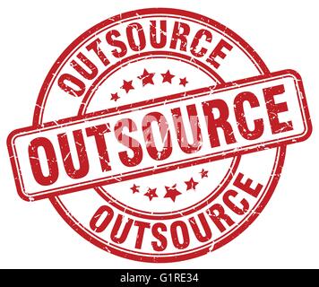 outsource red grunge round vintage rubber stamp Stock Vector