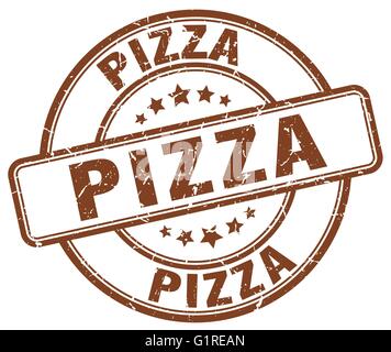 pizza brown grunge round vintage rubber stamp Stock Vector