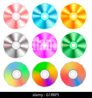 Set of Realistic Colorful Compact Discs Isolated Stock Photo