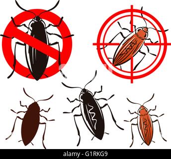 cockroach or pest control icons set. vector illustration Stock Vector