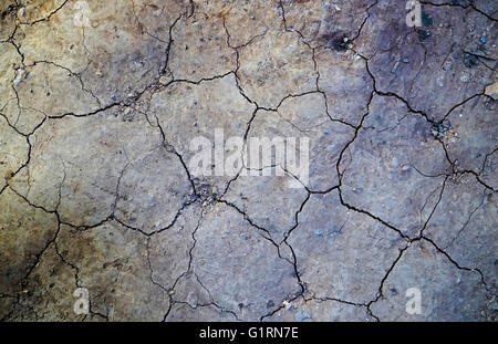 cracked dry ground due to drought in Australia Stock Photo