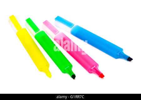 Beautiful color felt-tip pens on a white background Stock Photo