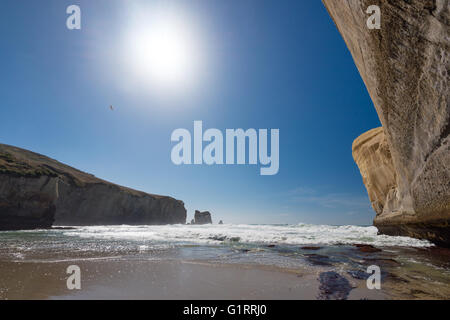 Pacific ocean coast from Tunnel beach, New Zealand Stock Photo