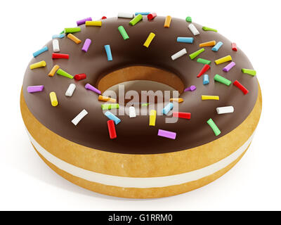 Donut isolated on white background. 3D illustration. Stock Photo